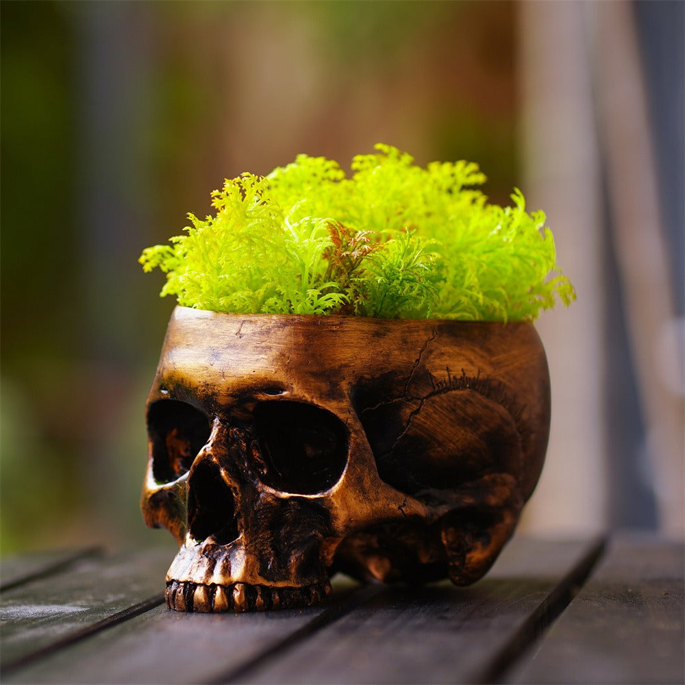 Bronze Skeleton Flower Pot Candy Storage Plate Makeup Brush - Korvel
