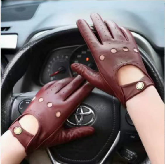 Men's leather gloves anti slip sports driving and outdoor cycling leather gloves - Korvel