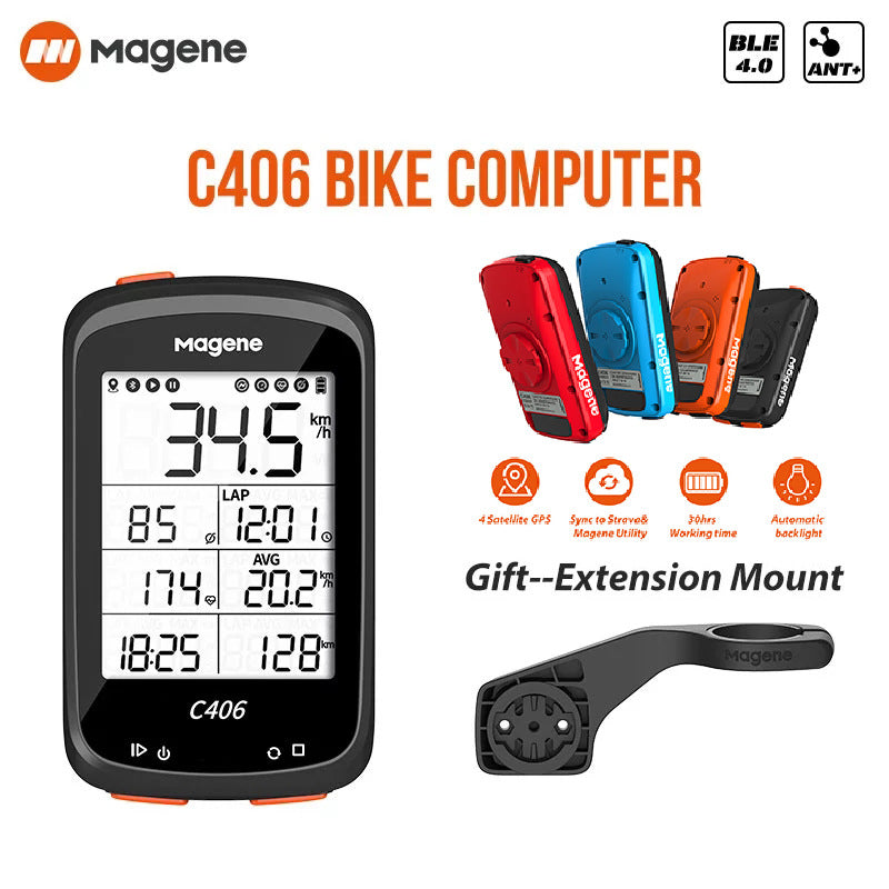 Magene McKim C406 Bicycle GPS Computer Bike Computer Speed Odometer ANT+ - Korvel