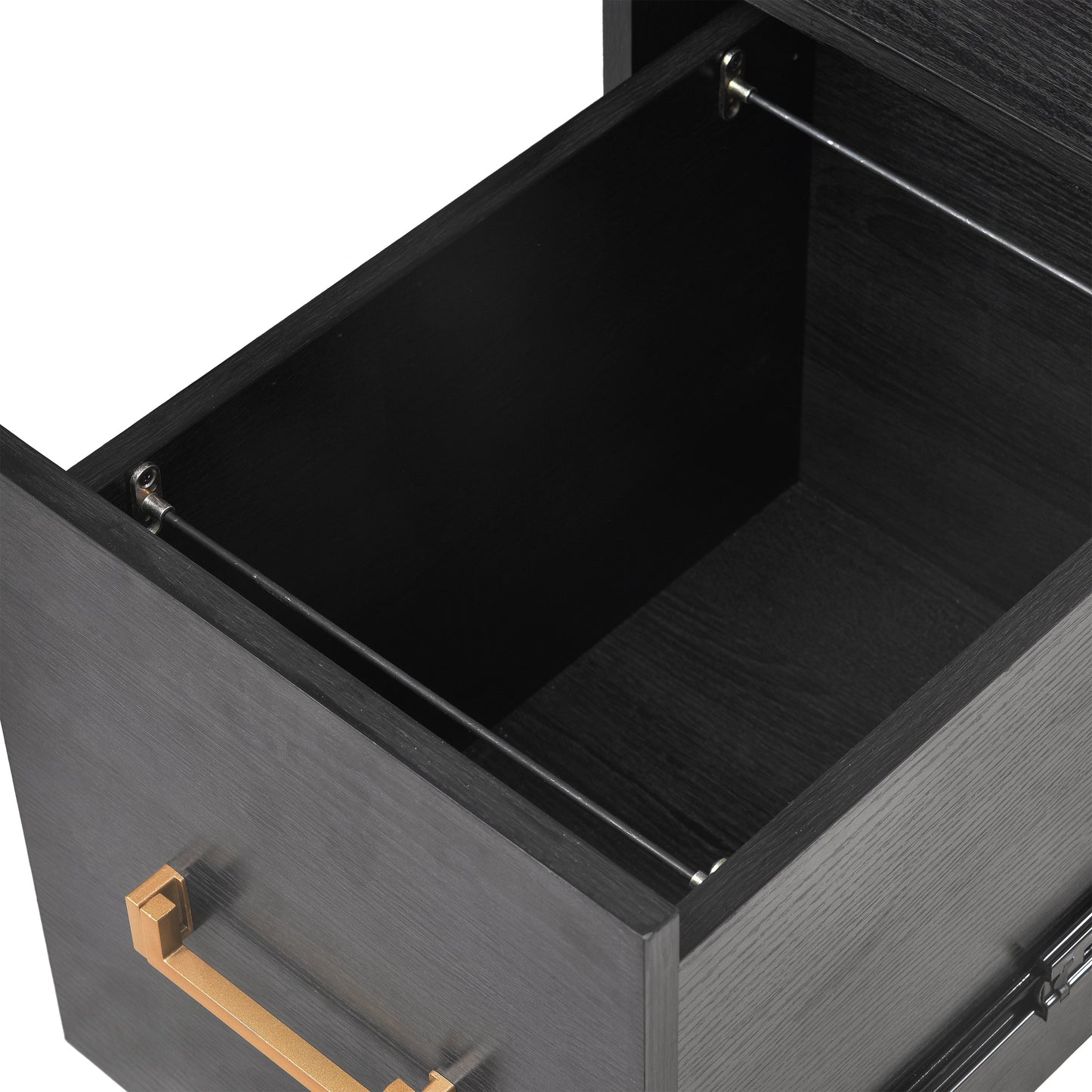 70 inch classic and traditional executive desk with metal trim, writing desk with 2 file drawers, USB ports, and sockets, black - Korvel