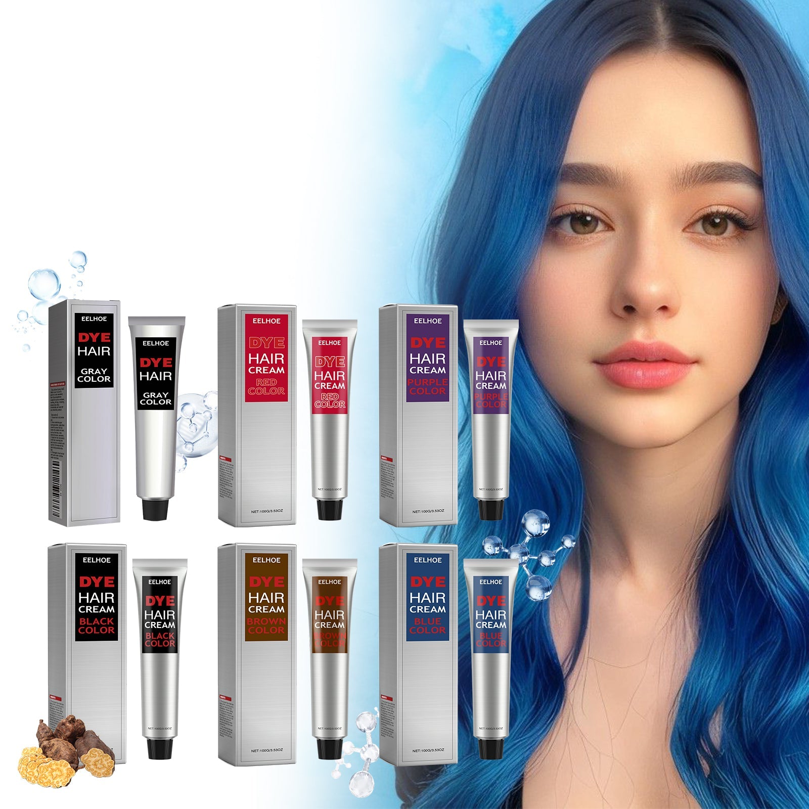 Hair Cream, Gentle, Non-Irritating, Non-Scalp Injury, Easy Color Change, Moisturizing Hair, Easy To Wash Hair Cream - Korvel