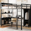 Lit mezzanine en métal premium avec armoire et bureau