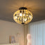 Beaded Fan lamp Wood Beaded Chandelier Oak White - Korvel