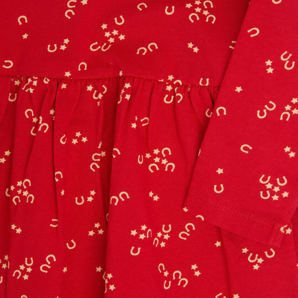 Charming Red Horseshoe Ruffle Dress for Girls | Wrangler - Korvel