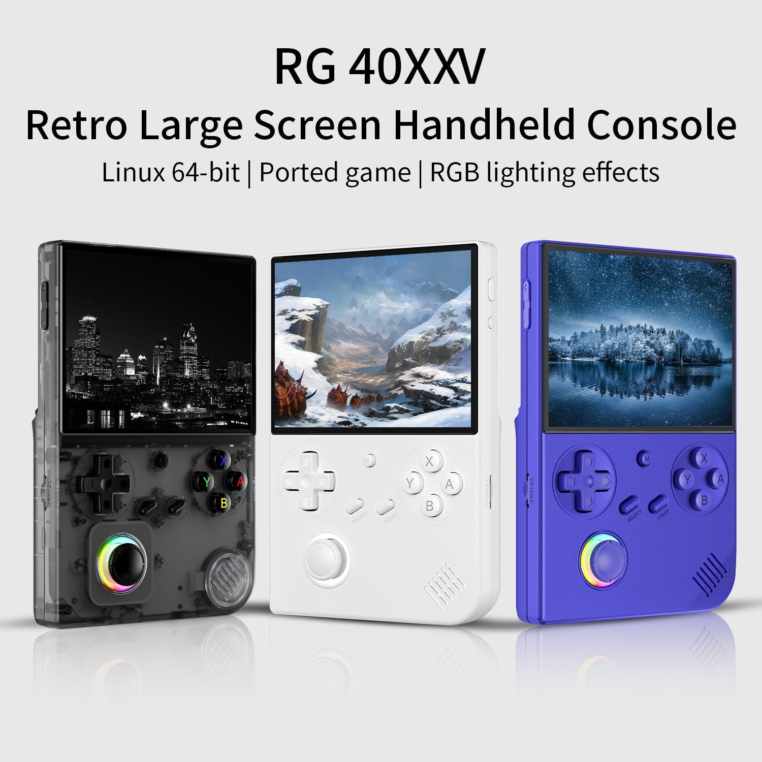 ANBERNIC's new RG40XXV vertical version retro portable handheld game console with lighting effect connected to power regard - Korvel