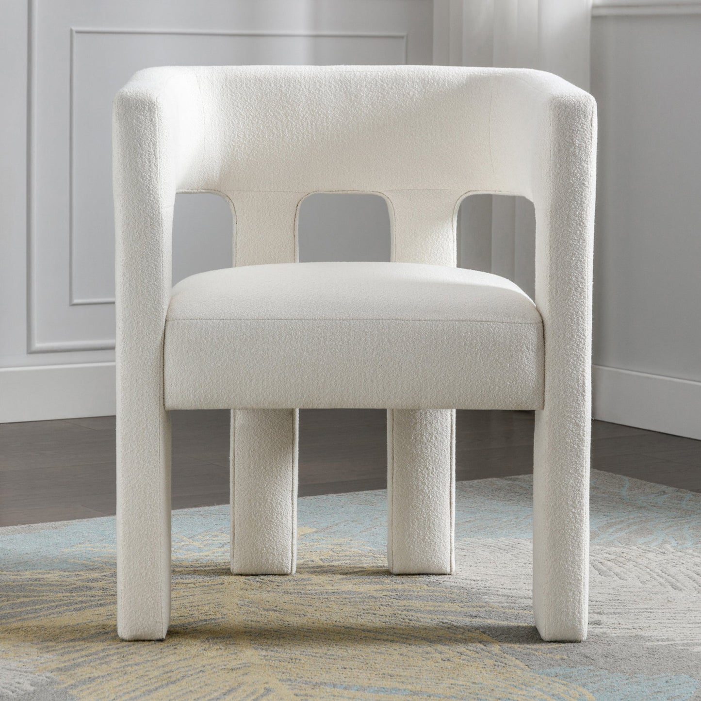 Beige Contemporary Fabric Upholstered Accent Chair