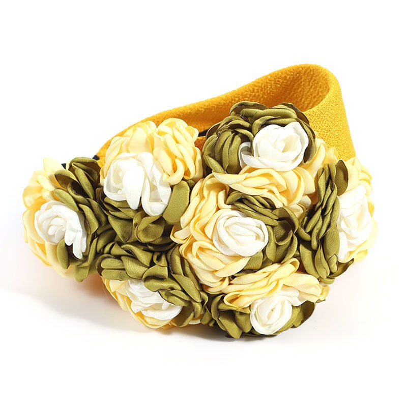 Handmade fabric side three-dimensional flower headband - Korvel