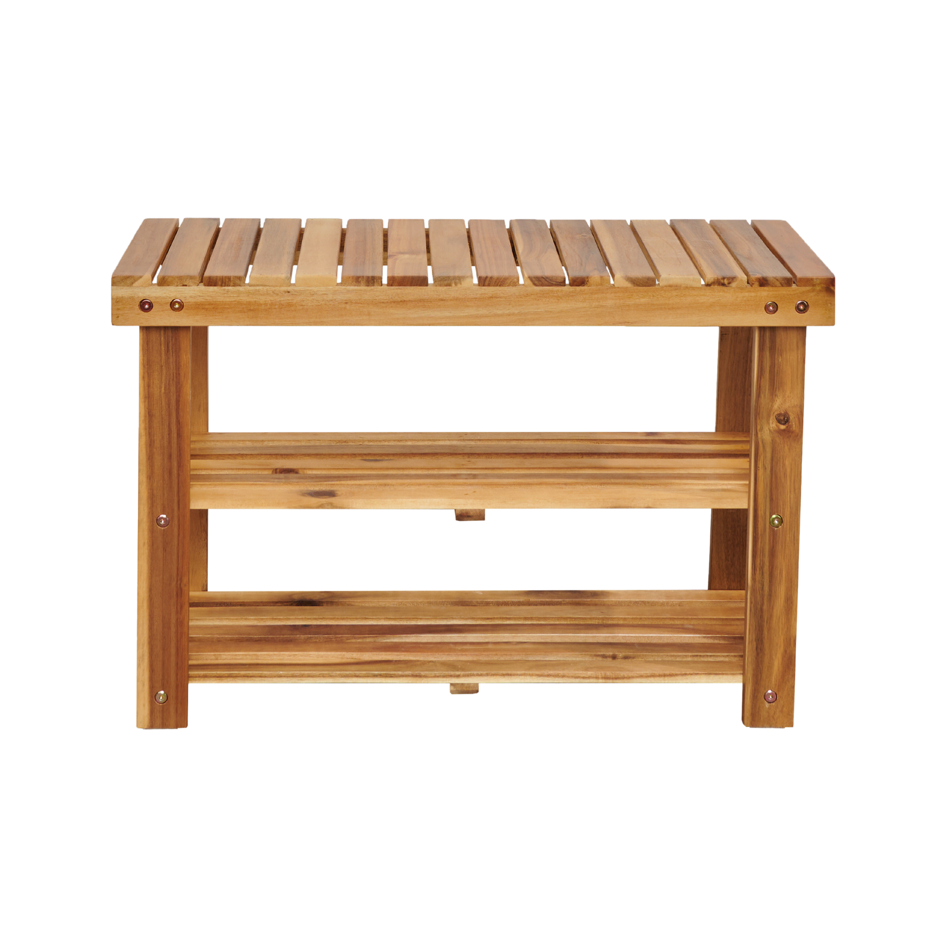 Acacia Wood Shoe Rack Bench Strong Weight Bearing Upto 200 LBS Best Ideas For Entryway Frontdoor Bathroom, Natural Color. - Korvel