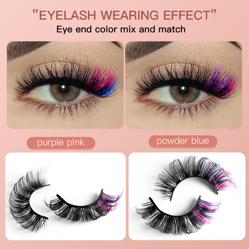 7 Paires de Faux Cils Épais en Mouton Imitation Multicolores à Plusieurs Couches