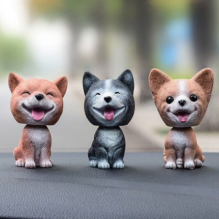 Cute doll decorations in the car, resin bobblehead dog animal bulldog, creative cute car ornaments - Korvel