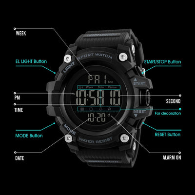 SKMEI 1384 Countdown Stopwatch Sport Watch for Men