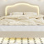 Full Size Velvet Upholstered Smart LED Bed Frame with Adjustable Height Headboard,No Box Spring Needed,Easy Assembly,Beige - Korvel