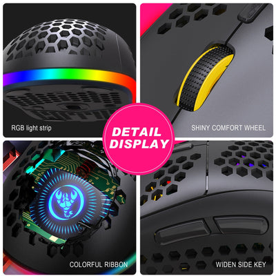 Hole hollow lightweight wireless 2.4G charging gaming mouse RGB luminous office mechanical mouse - Korvel