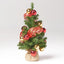 Árbol de yute rojo y dorado de 2' con 50 luces LED blancas cálidas