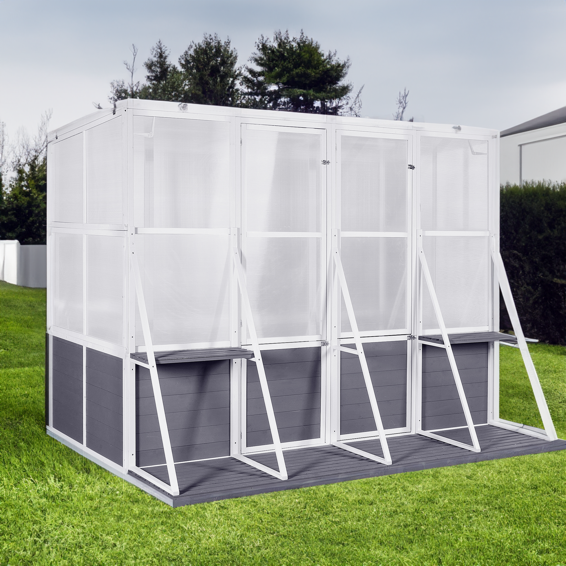 Greenhouse Wooden Lean to Greenhouses for Outdoors Heavy Duty Walk in Green House for Outside Winter - Korvel