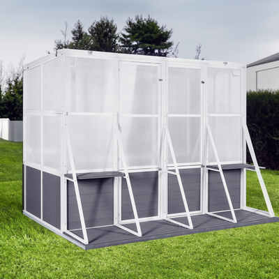 Greenhouse Wooden Lean to Greenhouses for Outdoors Heavy Duty Walk in Green House for Outside Winter - Korvel