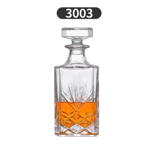 Crystal Glass Whiskey Decanter, Lead-Free, Luxury Barware, Wine Bottle, Home Party, 750ml - Korvel