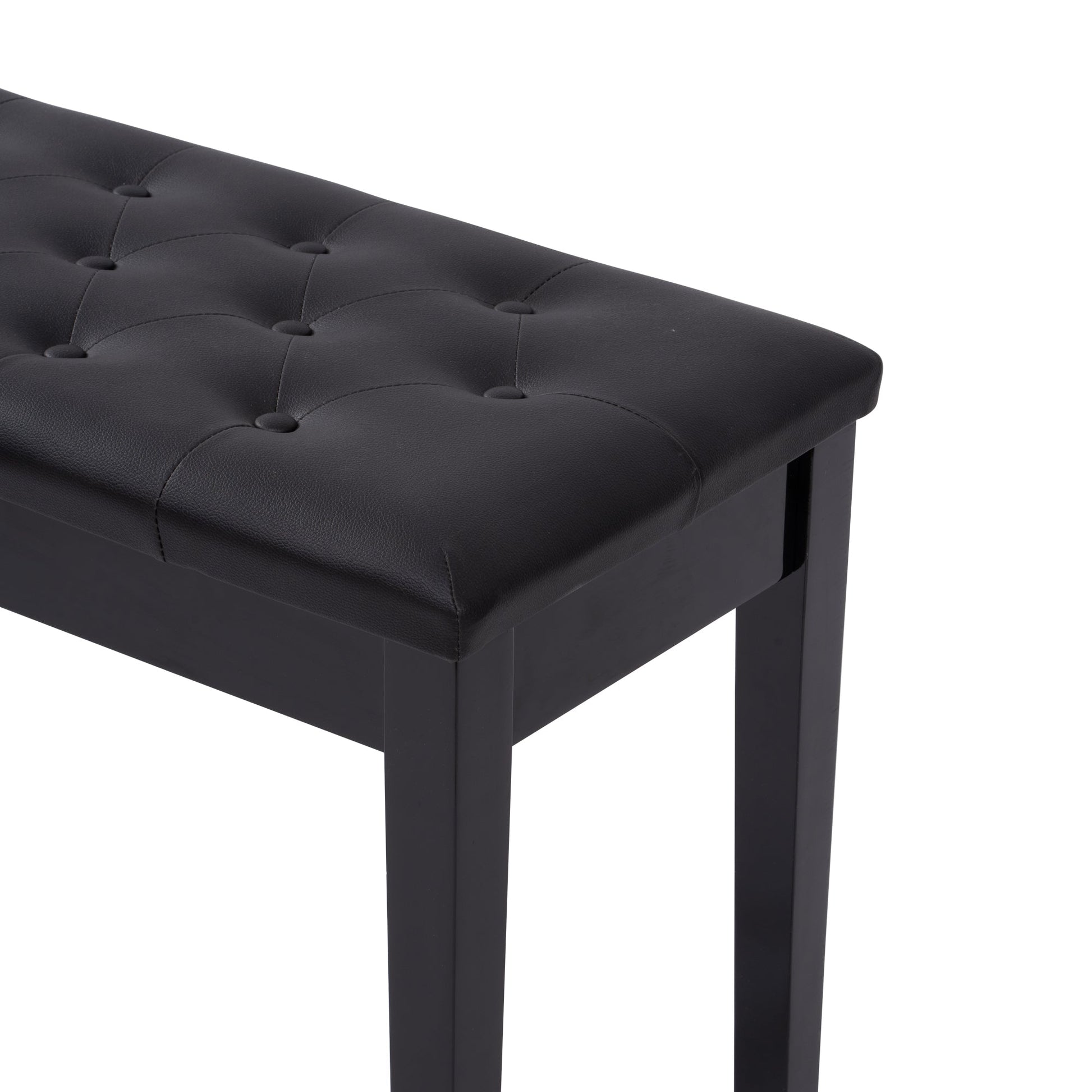 Piano Bench with Padded Cushion and Music Book Storage Compartment, Duet Wooden Seat, 13.7 x 29.5 x 20 inches, Load 440lb Black - Korvel