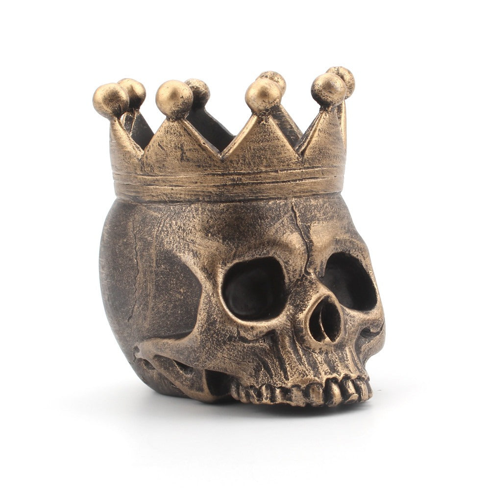 Elegant Resin Crown Skull Candle Holder