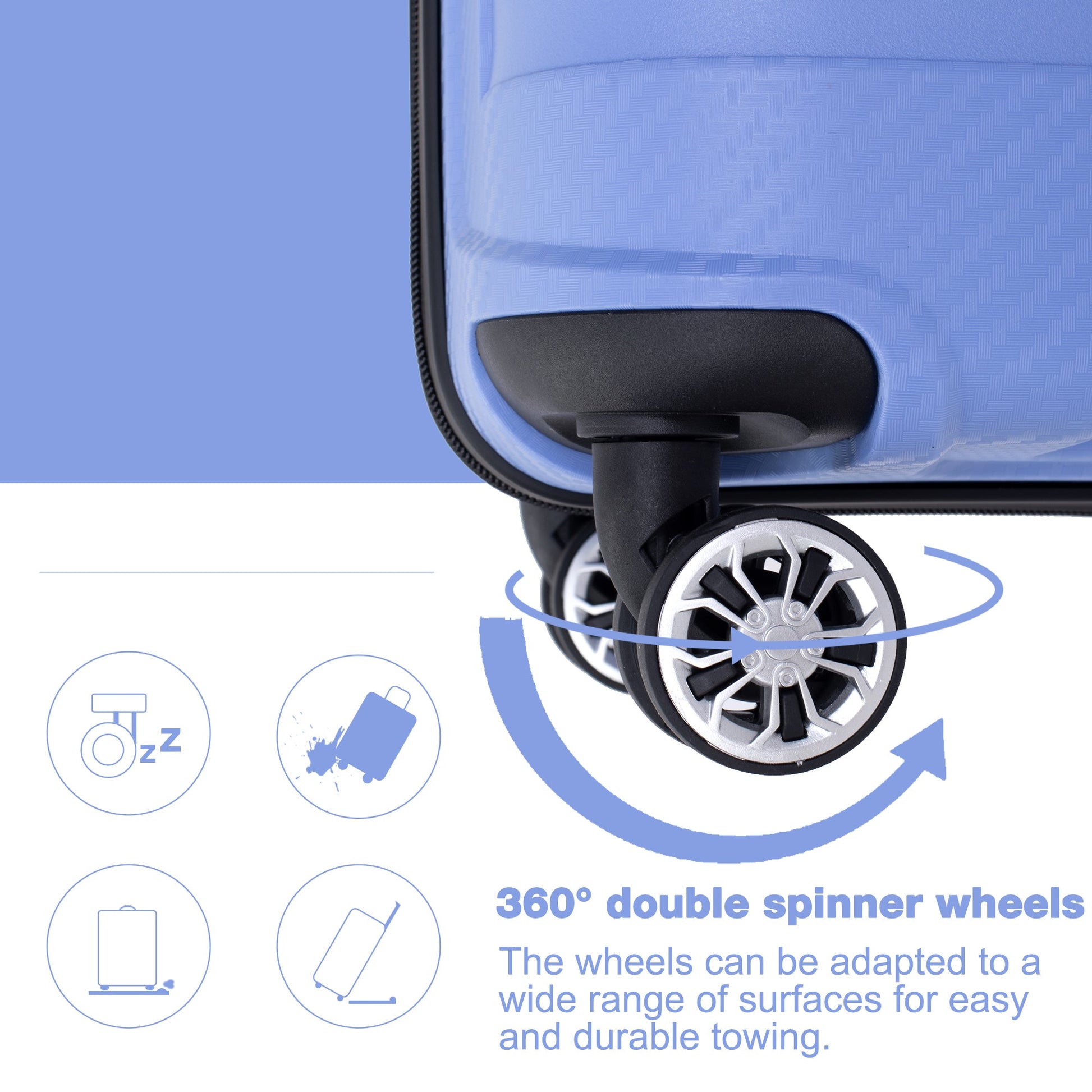 Hardshell Suitcase Spinner Wheels PP Luggage Sets Lightweight Durable Suitcase ,3-Piece Set (20/24/28) ,Purplish Blue - Korvel