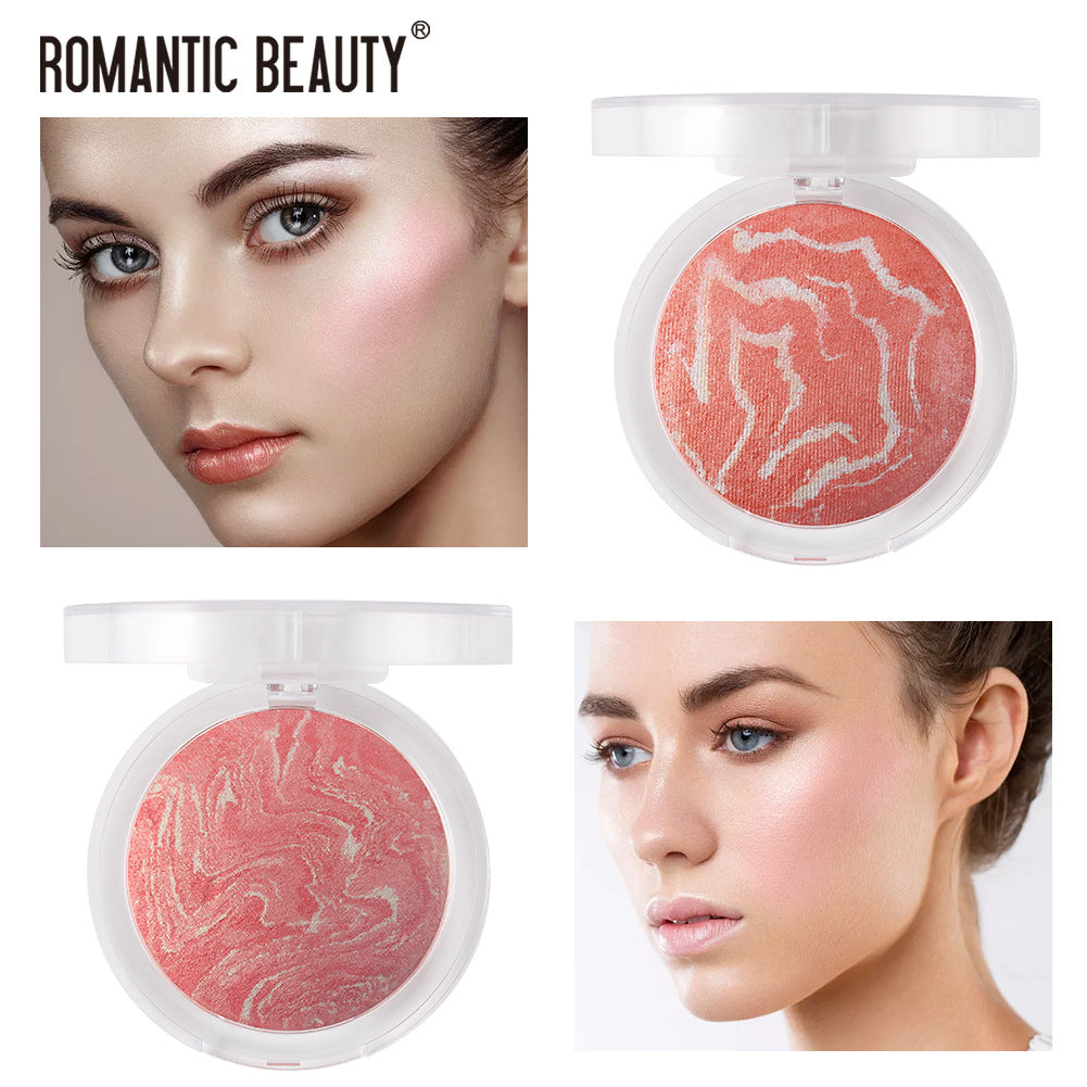 Romantic Beauty Highlighter Blush All-in-One Blush Palette Makeup Pearl Baked Powder Blush Palette - Korvel