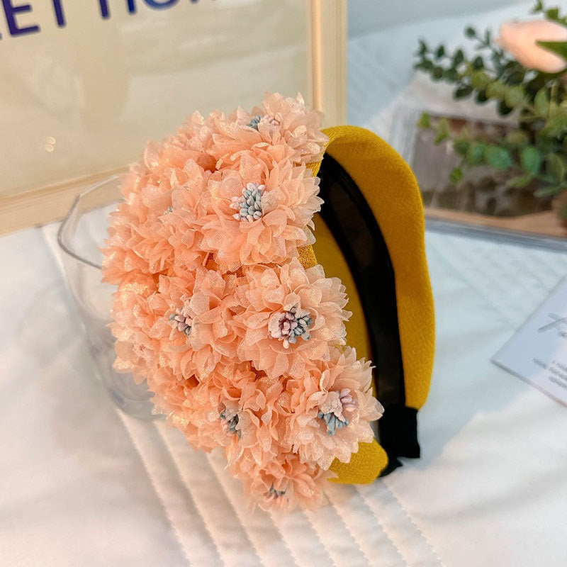 Elegant Flower Series Wide Edge Handmade Fabric Headband