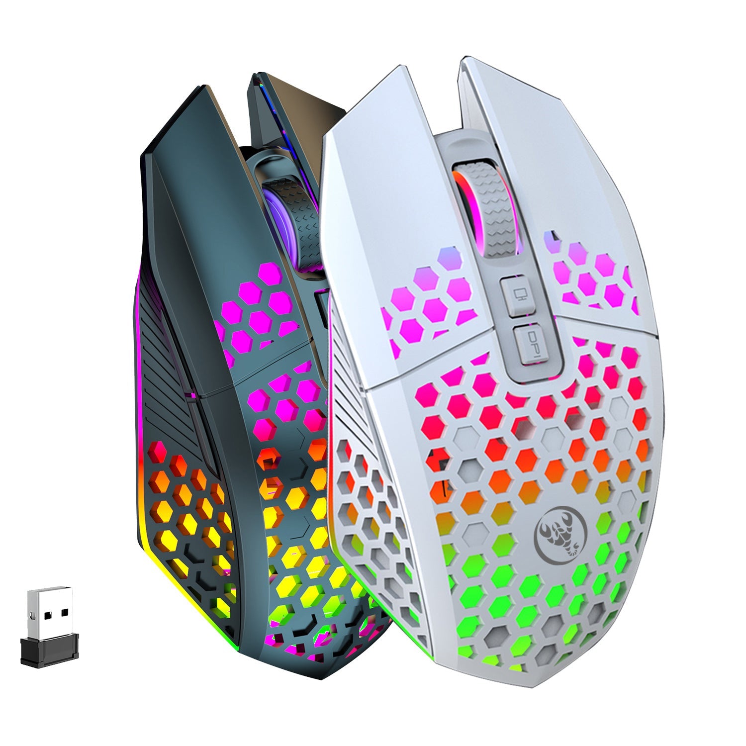 Lightweight hollow hole mouse, wireless rechargeable gaming light emitting computer, laptop, office mouse - Korvel