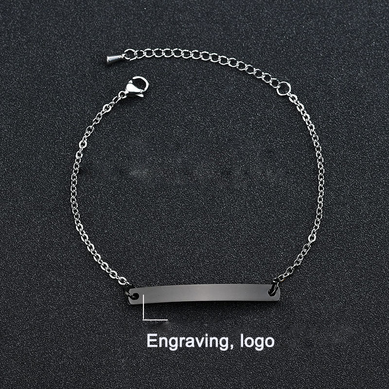 Stainless steel personalized engraved three color curved bracelet simple and personalized women's bracelet - Korvel