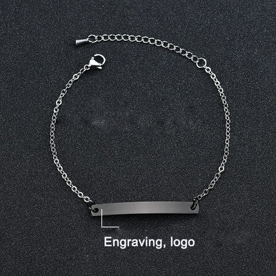 Stainless steel personalized engraved three color curved bracelet simple and personalized women's bracelet - Korvel