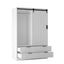 Tall Bedroom Armoire Wardrobe Closet Clothing Storage Cabinet with Hanging Rod Barn Door Drawers Open Shelves,White - Korvel