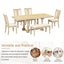 Traditional 6-Piece 78inch Trestle Extendable Dining Table Set with One 18inch Removable Leaf Padded Dining Chairs Bench,Natural - Korvel