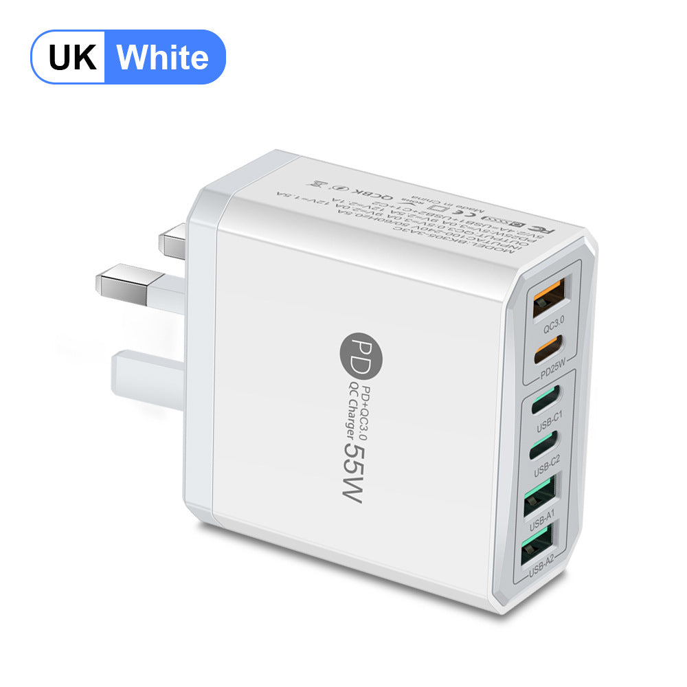 Fast charging mobile phone charger standard PD55W QC3.0+PD25W 3PD+3USB travel charging head - Korvel