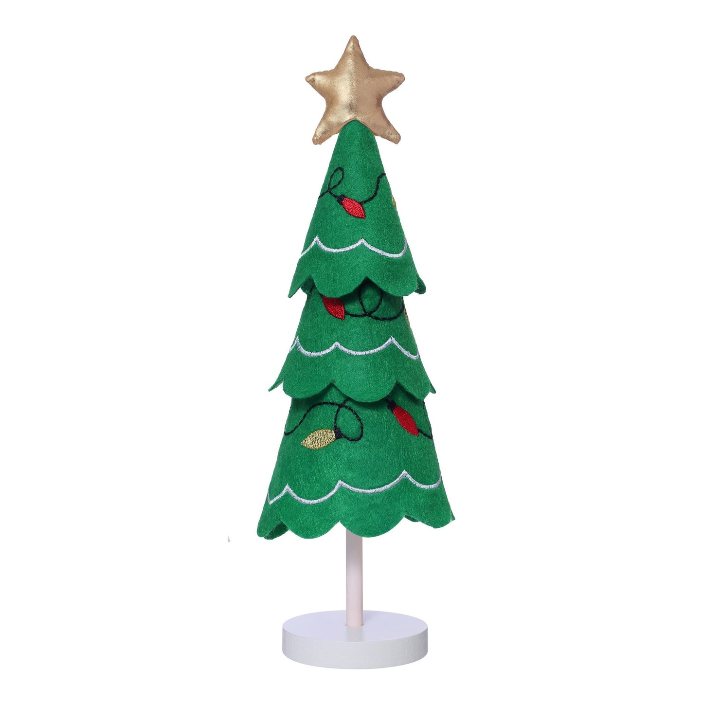 Cute Christmas Tree Fabric Wooden Display Window Desktop Christmas Embroidery Snowflake Decoration - Korvel