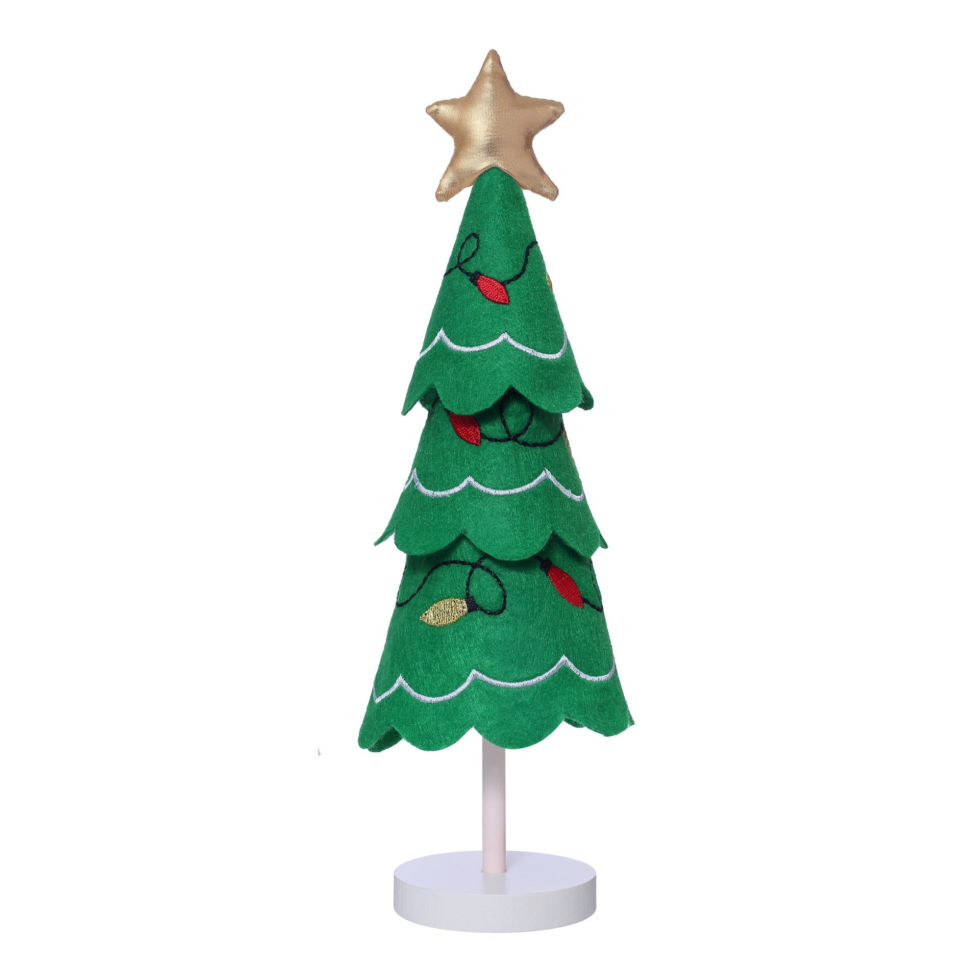 Cute Christmas Tree Fabric Wooden Display Window Desktop Christmas Embroidery Snowflake Decoration - Korvel