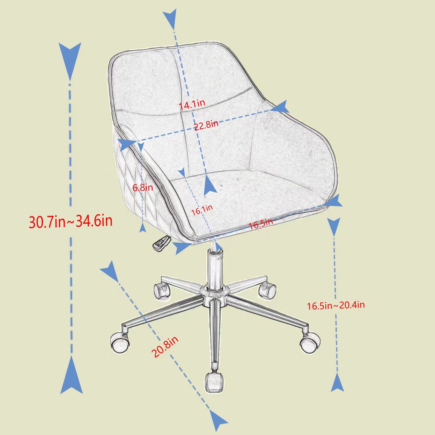 Velvet Office Desk Chair, Modern Home Desk Chair with Wheels , Vanity Chairs for Living Room, Bedroom,Study Room - Korvel