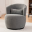 Grey Plush Swivel Accent Chair - Contemporary Round Armchair with 360° Rotation and Metal Base for Living Room Elegance - Korvel