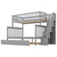 Twin over Full Bunk Bed with Trundle and Staircase Gray - Korvel