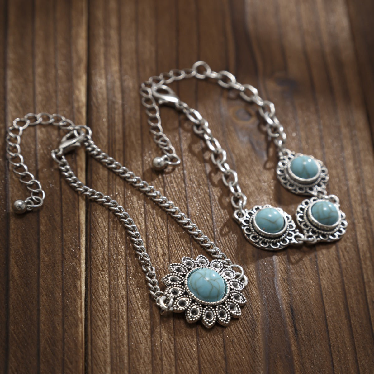 Ensemble de Bracelets en Alliage Turquoise Bohémien pour Femmes