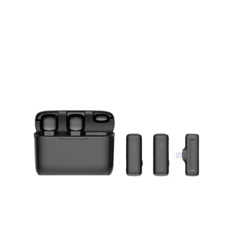 Charging case wireless lavalier microphone 1-to-2 live broadcast 2.4G noise cancelling microphone - Korvel