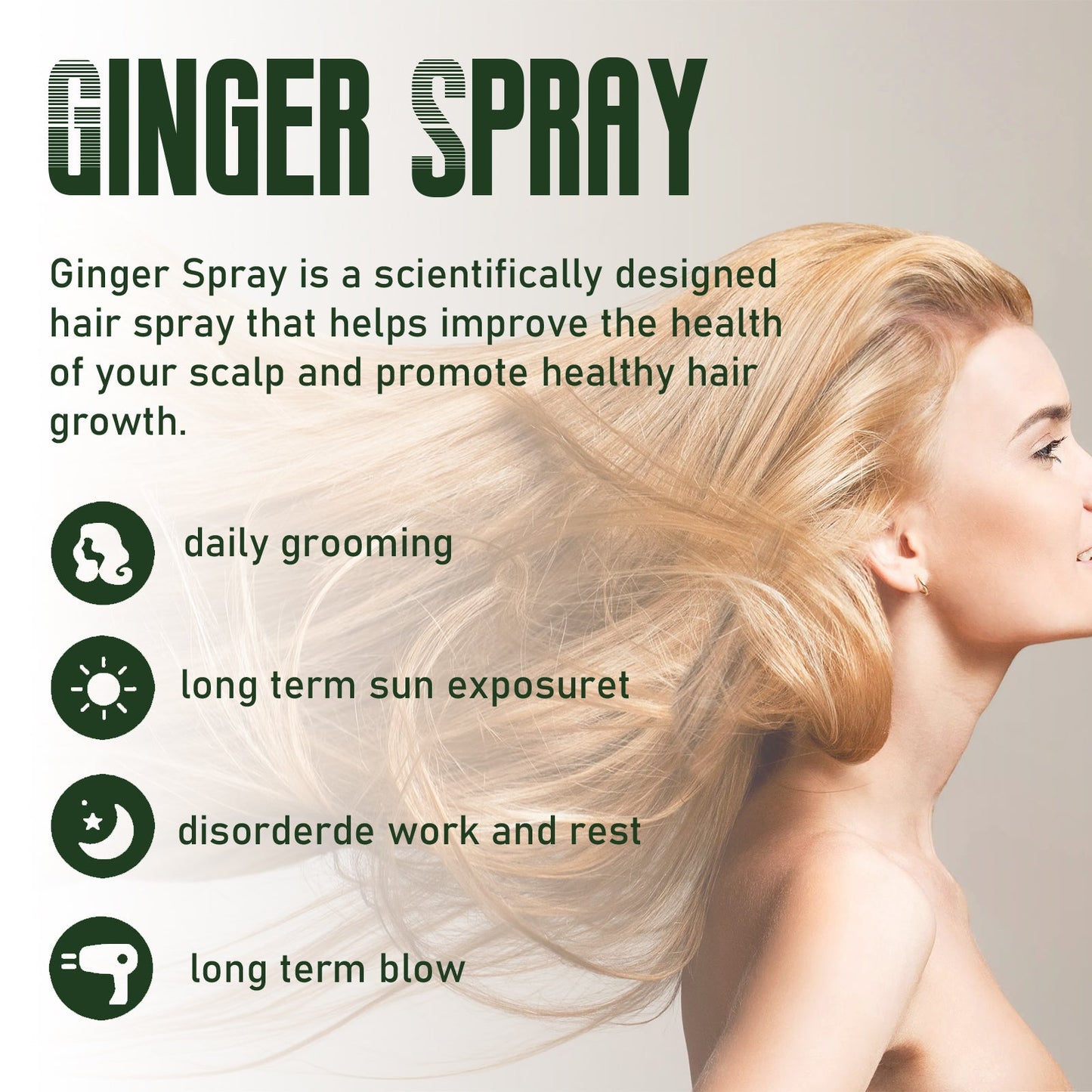 Ginger Dense Hair Spray for Nourishing and Moisturizing Hair