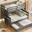 Wood Twin over Full Bunk Bed with Trundle - Gray