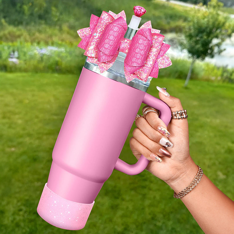 Cup Boot for Stanley 40/30 oz: Straw Cover, Bow Topper, Diamond Caps, Bottom Protector, 3 PCS Set. - Korvel