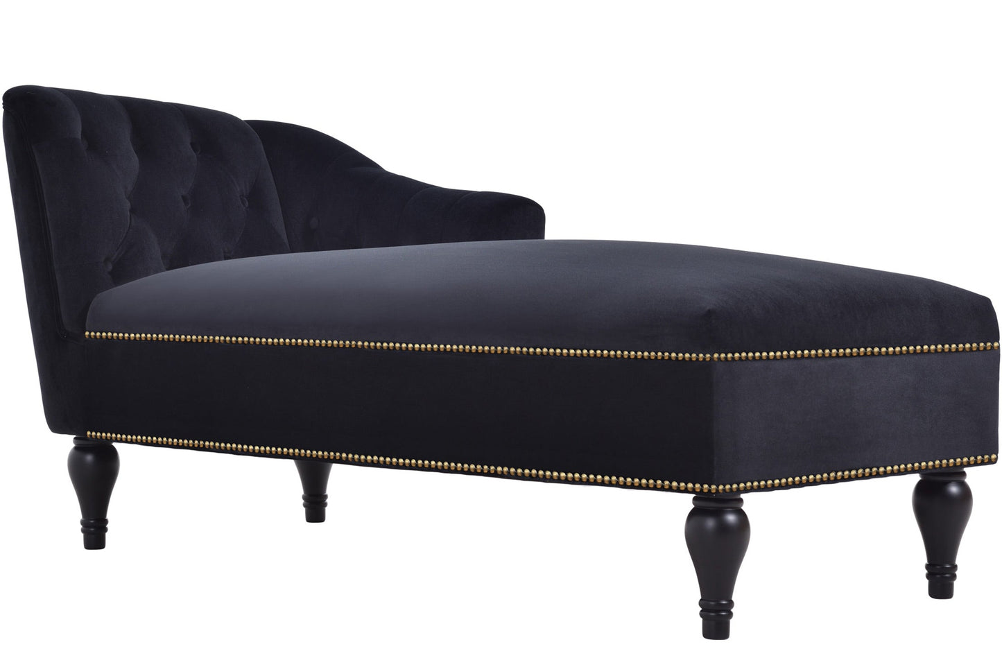 58-Inch Velvet Lounge Chair with Nailhead Trim