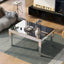ON-TRANS Modern Glass Mirrored Coffee Table with Adjustable Height
