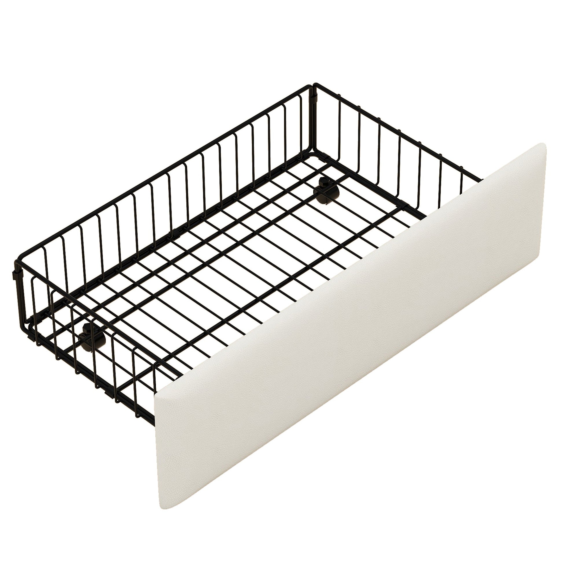 Twin Size Daybed with Storage Drawers, Upholstered Daybed with Charging Station and LED Lights, Beige - Korvel