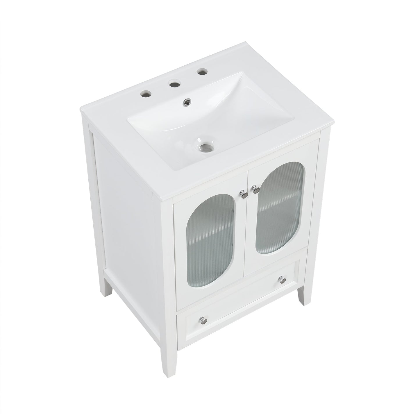 Meuble de salle de bain blanc de 24" avec lavabo et rangement