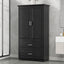 Tall Bathroom Storage Cabinet, Cabinet with Two Doors and Drawers, Adjustable Shelf, MDF Board, Black - Korvel