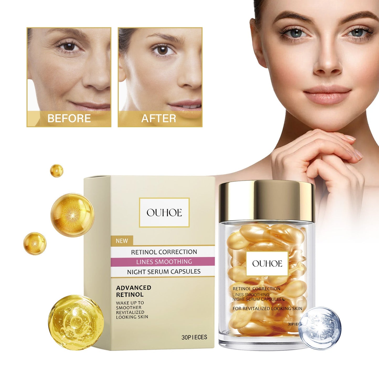 Retinol Anti-Wrinkle Serum, Reduce Facial Wrinkles And Fine Lines By Moisturizing And Firming Anti-Aging Essence - Korvel