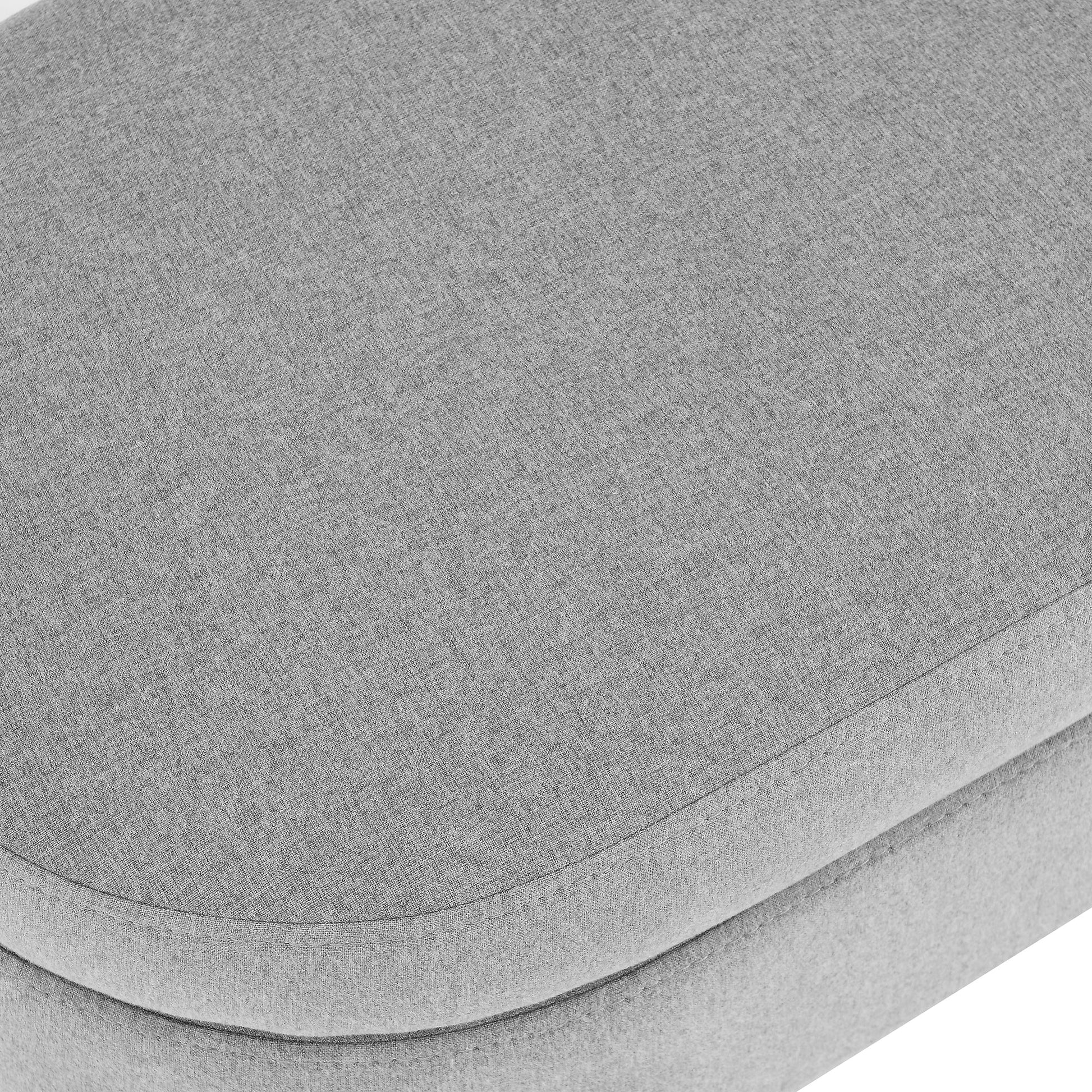 Ottoman Oval Storage Bench Rubber Wood Legs Grey(43.5"x16"x16") - Korvel