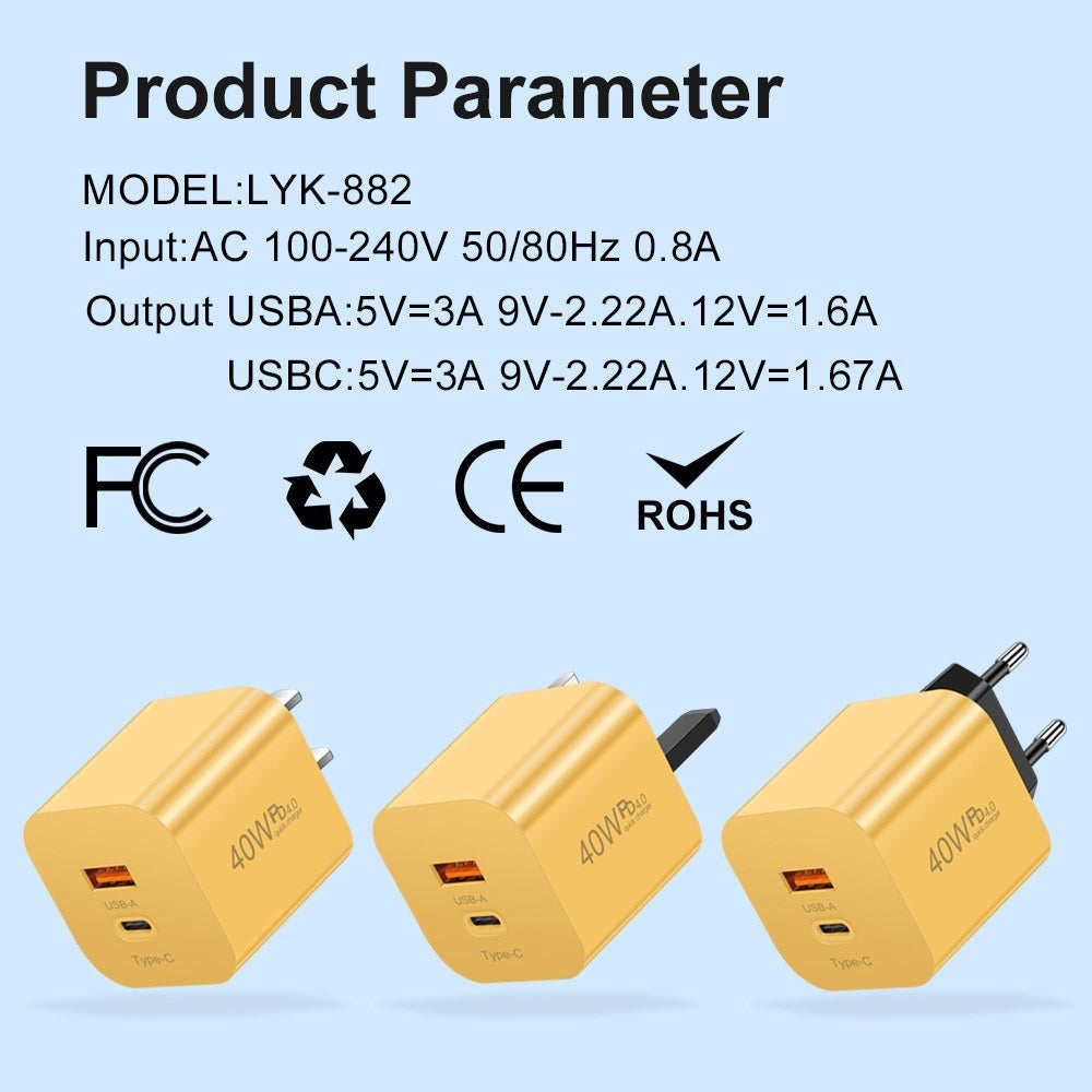 Adaptador de carga rápida PD40W - Cargador universal tipo C